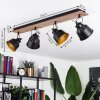 Safari Plafondlamp Chroom, Hout donker, Zwart, 4-lichts