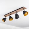 Safari Plafondlamp Chroom, Hout donker, Zwart, 4-lichts