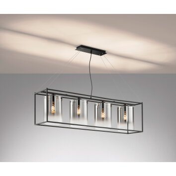Fischer & Honsel Samu Hanglamp Zwart, 4-lichts