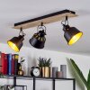 Safari Plafondlamp Chroom, Hout licht, Zwart, 3-lichts