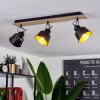 Safari Plafondlamp Chroom, Hout licht, Zwart, 3-lichts