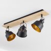Safari Plafondlamp Chroom, Hout licht, Zwart, 3-lichts