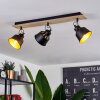 Safari Plafondlamp Chroom, Hout licht, Zwart, 3-lichts