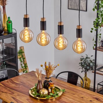 Brenier Hanger Natuurlijke kleuren, Zwart, 4-lichts