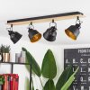 Safari Plafondlamp Chroom, Hout licht, Zwart, 4-lichts