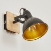Tina Muurlamp Chroom, Hout licht, Zwart, 1-licht