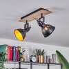 Tina Plafondlamp Hout licht, Zwart, 2-lichts