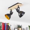Tina Plafondlamp Hout licht, Zwart, 2-lichts