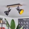 Tina Plafondlamp Hout licht, Zwart, 2-lichts