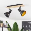 Tina Plafondlamp Hout licht, Zwart, 2-lichts