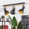 Tina Plafondlamp Chroom, Hout licht, Zwart, 3-lichts