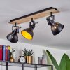 Tina Plafondlamp Chroom, Hout licht, Zwart, 3-lichts