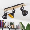 Tina Plafondlamp Chroom, Hout licht, Zwart, 3-lichts