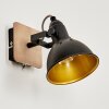 Tina Muurlamp Chroom, Hout donker, Zwart, 1-licht