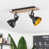 Tina Plafondlamp Hout donker, Natuurlijke kleuren, Zwart, 2-lichts