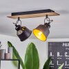 Safari Plafondlamp Chroom, Hout licht, Zwart, 2-lichts