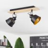 Safari Plafondlamp Chroom, Hout licht, Zwart, 2-lichts