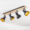 Tina Plafondlamp Chroom, Hout licht, Zwart, 4-lichts