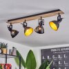Tina Plafondlamp Chroom, Hout licht, Zwart, 4-lichts