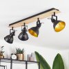 Tina Plafondlamp Chroom, Hout licht, Zwart, 4-lichts