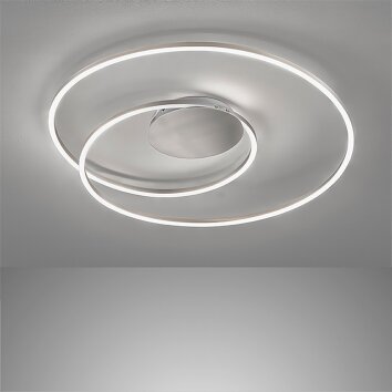 Fischer & Honsel Holy Plafondlamp LED Nikkel mat, 1-licht, Afstandsbediening