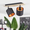 Alsen Plafondlamp Hout licht, Zwart, 2-lichts