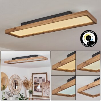Longvic Plafondpaneel LED Bruin, houtlook, Zwart, 1-licht