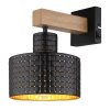 Globo RIELLY Muurlamp houtlook, Zwart, 1-licht