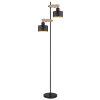 Globo RIELLY Staande lamp houtlook, Zwart, 2-lichts