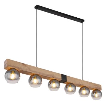 Globo MOITAS Hanger houtlook, Zwart, 6-lichts