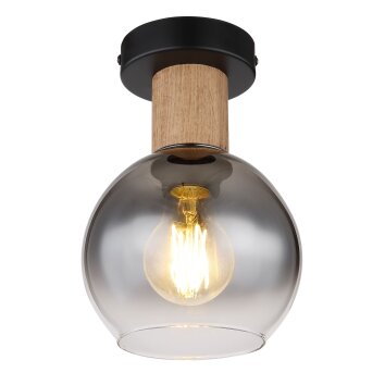 Globo MOITAS Plafondlamp houtlook, Zwart, 1-licht