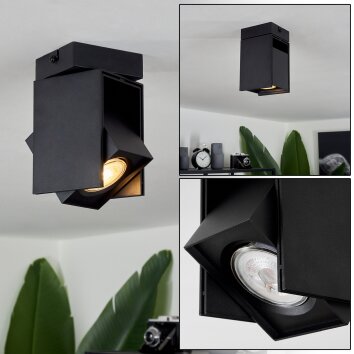 Prassinet Plafondlamp Zwart, 1-licht