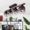 Chauplane Plafondlamp Hout donker, Zwart, 4-lichts