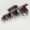 Chauplane Plafondlamp Hout donker, Zwart, 4-lichts