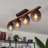 Chauplane Plafondlamp Hout donker, Zwart, 4-lichts