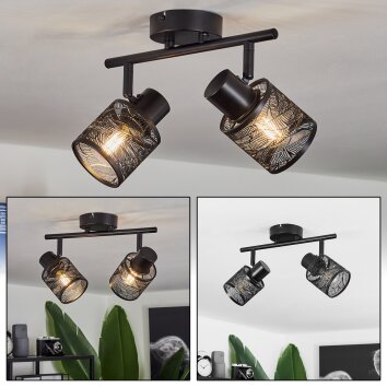 Roto Plafondlamp Zwart, 2-lichts