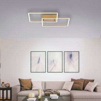Leuchten-Direkt IVEN Plafondlamp LED Messing, 2-lichts, Afstandsbediening