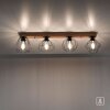 Leuchten-Direkt KASKA Plafondlamp houtlook, Zwart, 4-lichts