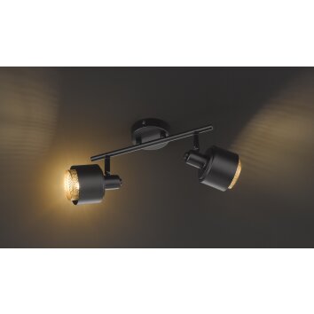 Wofi MARGATE Plafondlamp Zwart-Goud, 2-lichts