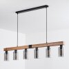Hunouri Hanglamp Bruin, houtlook, Zwart, 6-lichts