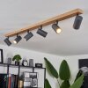 Javel Plafondlamp Bruin, Grijs, houtlook, 6-lichts