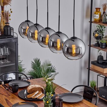 Koyoto  Plafondlamp Glas 20 cm Chroom, Duidelijk, Rookkleurig, 5-lichts