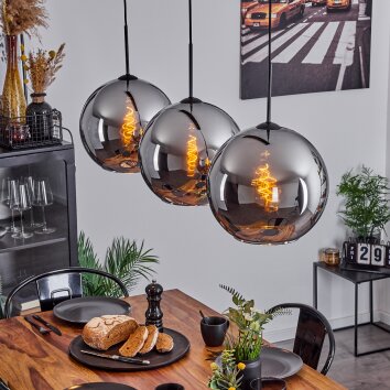 Koyoto  Hanger Glas 30 cm Chroom, Rookkleurig, 3-lichts