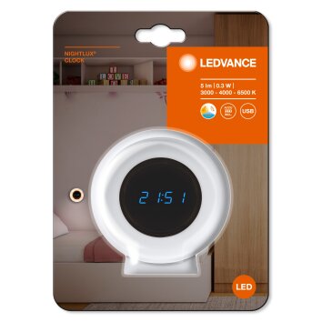 Ledvance NIGHTLUX CLOCK Tafelklok Wit, 1-licht