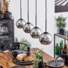 Koyoto  Hanger Glas 15 cm Chroom, Rookkleurig, 4-lichts