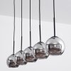Koyoto  Hanger Glas 15 cm Chroom, Rookkleurig, 5-lichts