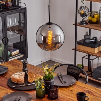 Koyoto  Hanger Glas 25 cm Chroom, Rookkleurig, 1-licht