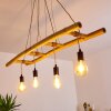 Canazei Hanglamp Bruin, Hout licht, Zwart, 4-lichts