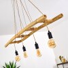 Canazei Hanglamp Bruin, Hout licht, Zwart, 4-lichts