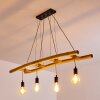 Canazei Hanglamp Bruin, Hout licht, Zwart, 4-lichts